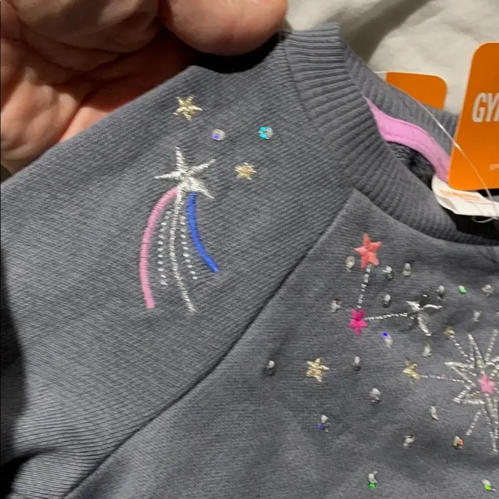 Gymboree 4 grey hi low hemline firework sweatshirt